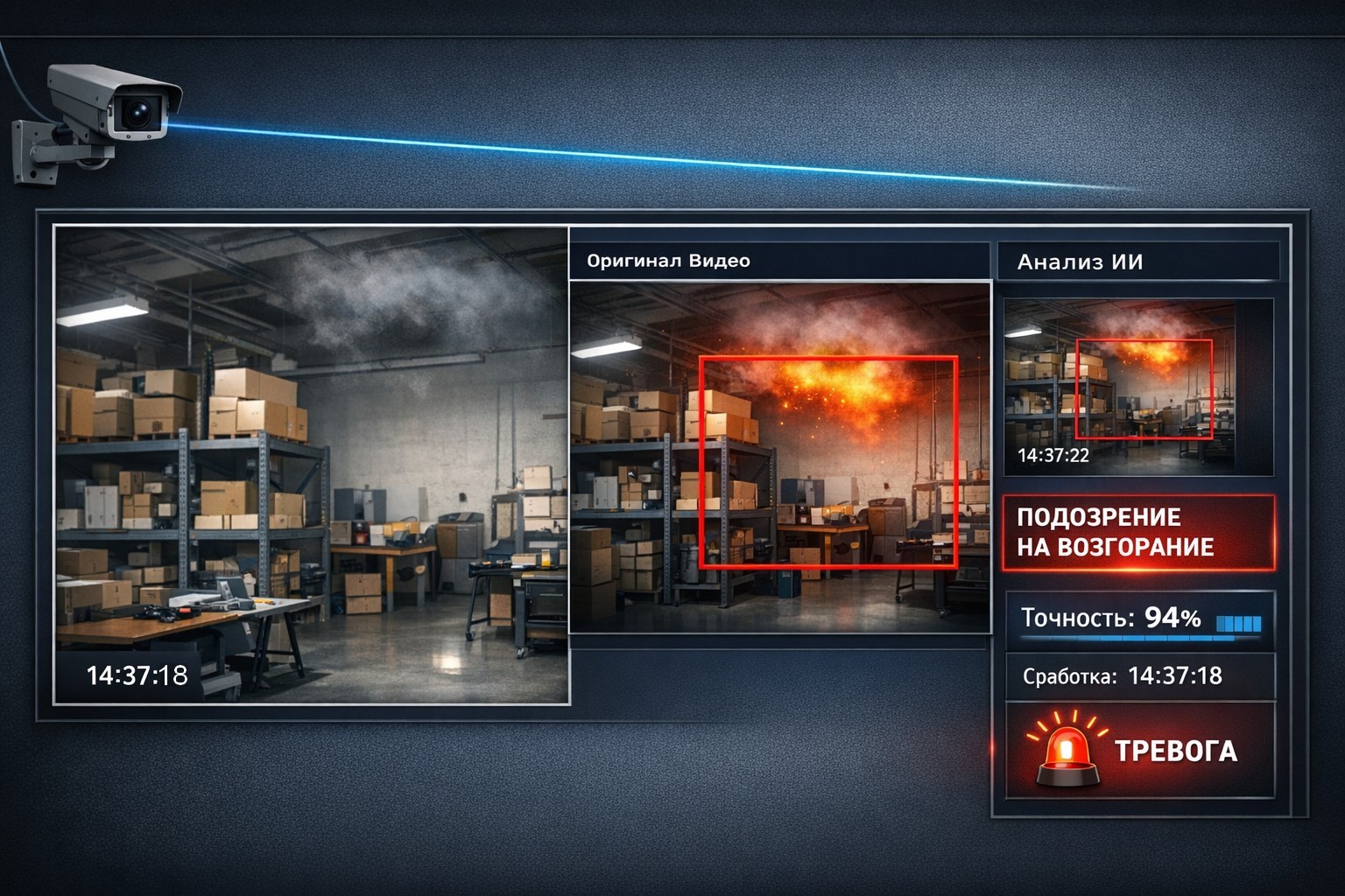 Анализ видео и раннее обнаружение пожара