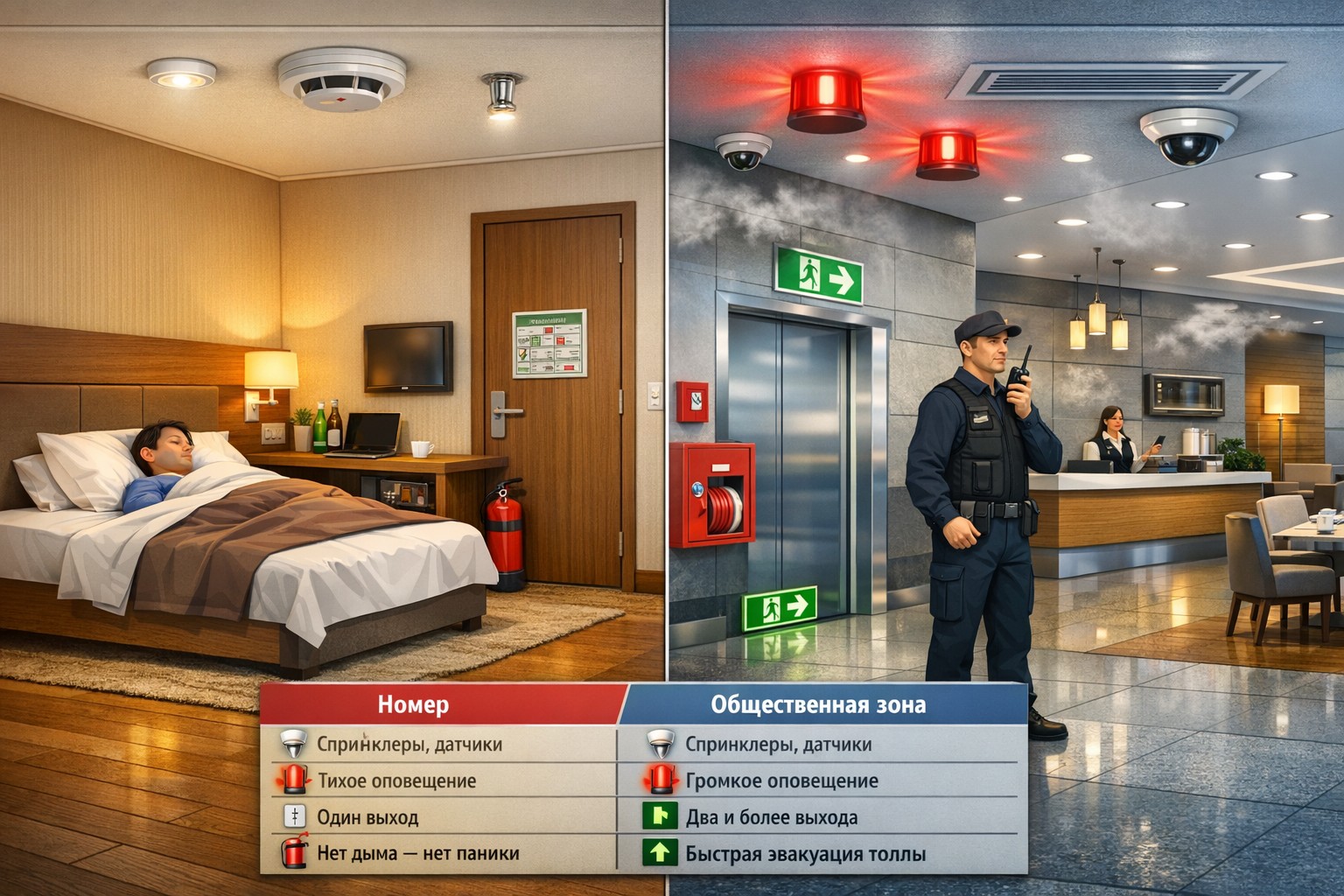 Пожарная безопасность номеров и общественных зон